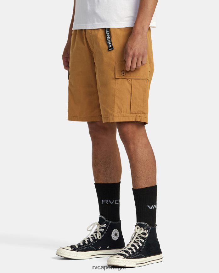 roupas RVCA homens shorts elástico civic utility 18 camelo N00F2H74