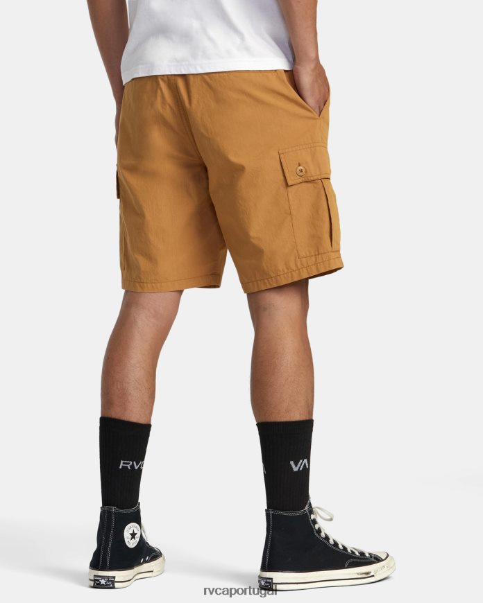 roupas RVCA homens shorts elástico civic utility 18 camelo N00F2H74