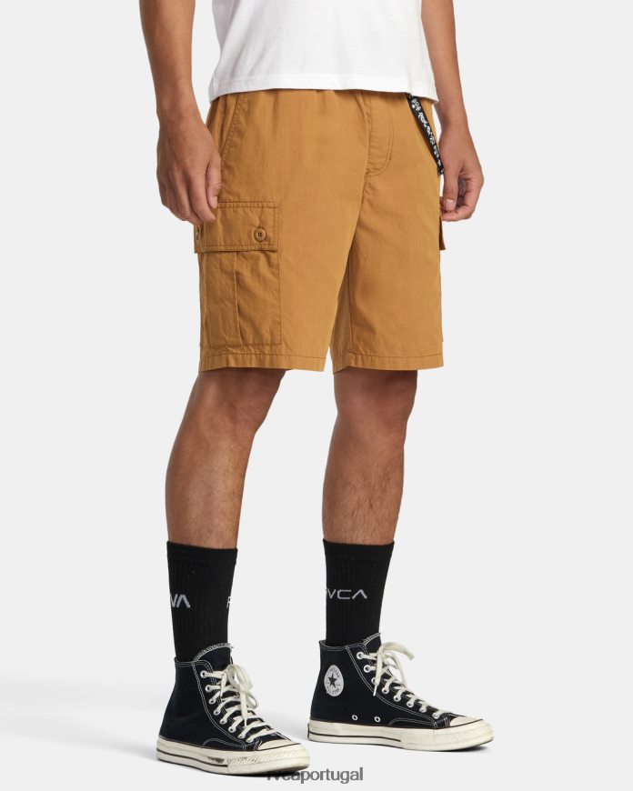 roupas RVCA homens shorts elástico civic utility 18 camelo N00F2H74