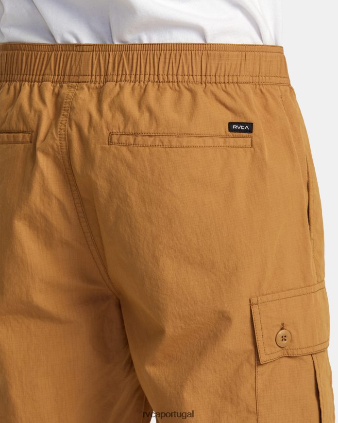 roupas RVCA homens shorts elástico civic utility 18 camelo N00F2H74