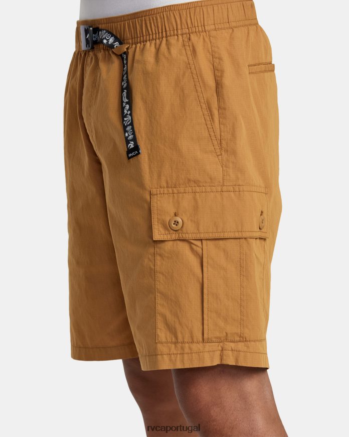 roupas RVCA homens shorts elástico civic utility 18 camelo N00F2H74