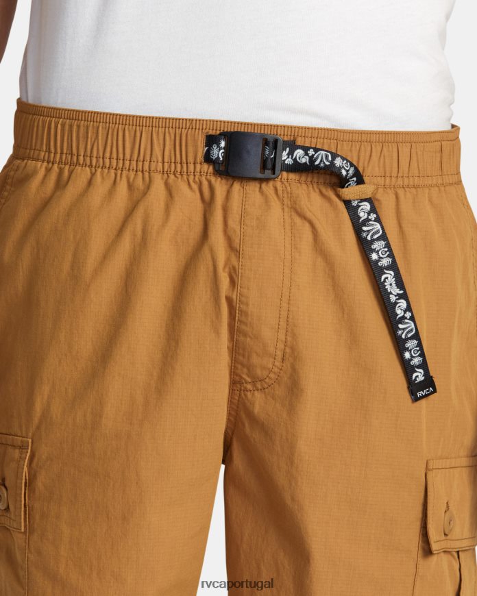 roupas RVCA homens shorts elástico civic utility 18 camelo N00F2H74