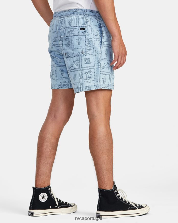 roupas RVCA homens shorts elásticos de cambraia escape jeans lavado N00F2H989