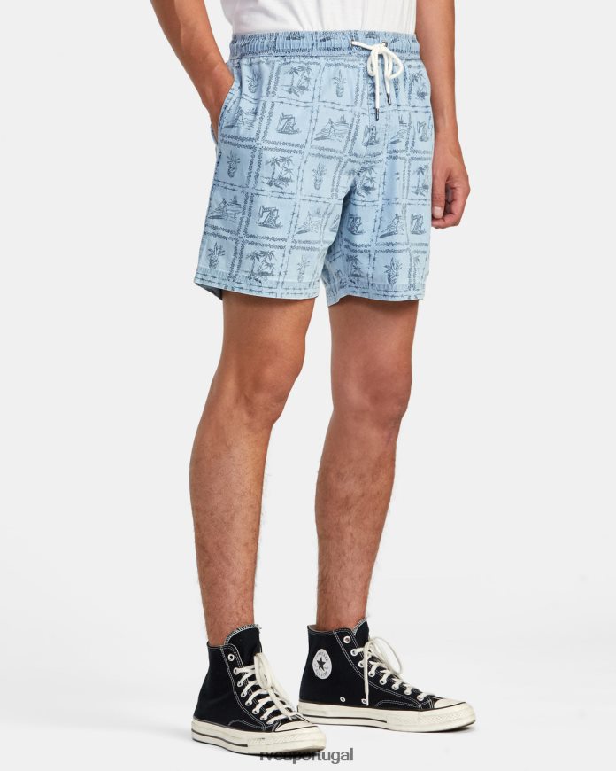 roupas RVCA homens shorts elásticos de cambraia escape jeans lavado N00F2H989