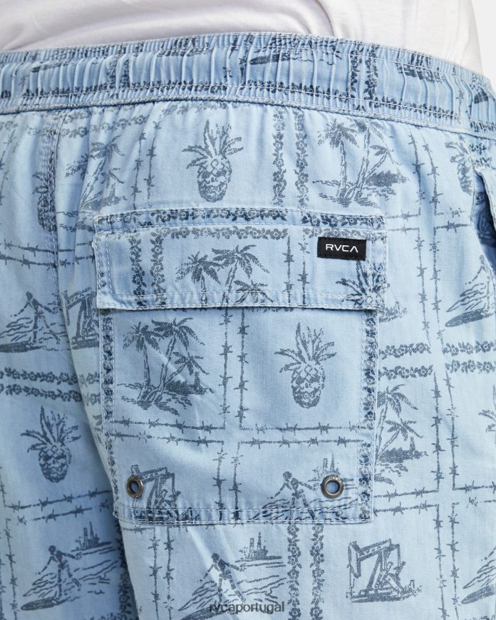 roupas RVCA homens shorts elásticos de cambraia escape jeans lavado N00F2H989