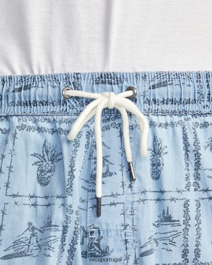 roupas RVCA homens shorts elásticos de cambraia escape jeans lavado N00F2H989