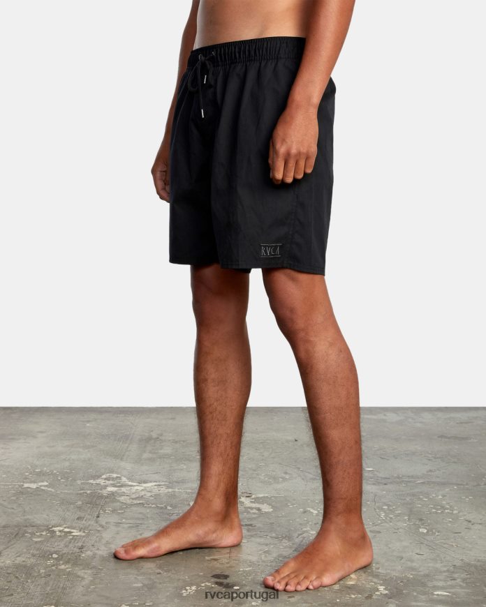 roupas RVCA homens shorts elásticos híbridos opostos preto N00F2H699