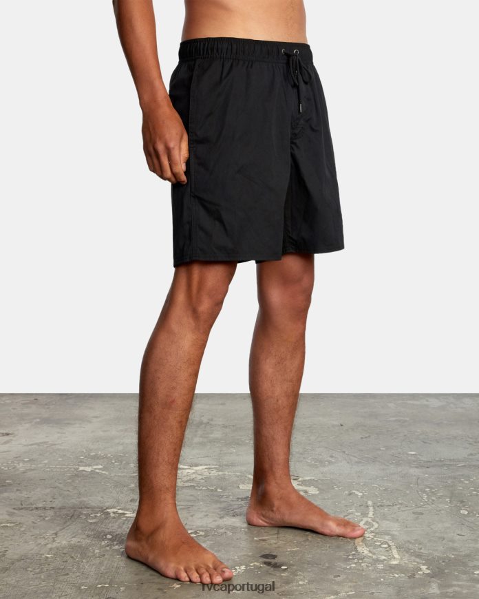 roupas RVCA homens shorts elásticos híbridos opostos preto N00F2H699