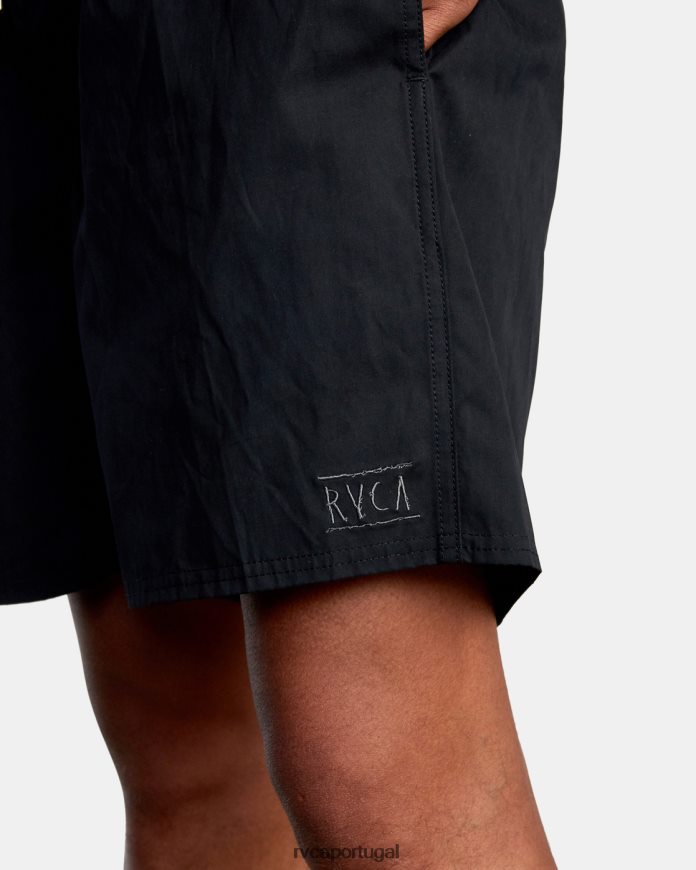 roupas RVCA homens shorts elásticos híbridos opostos preto N00F2H699