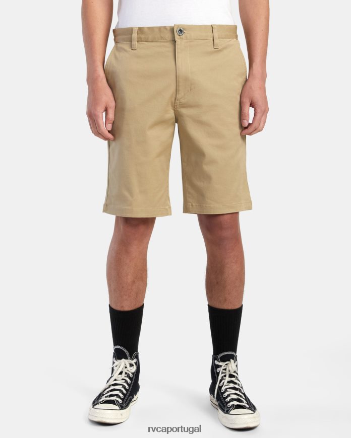 roupas RVCA homens shorts elásticos para fim de semana cáqui N00F2H507