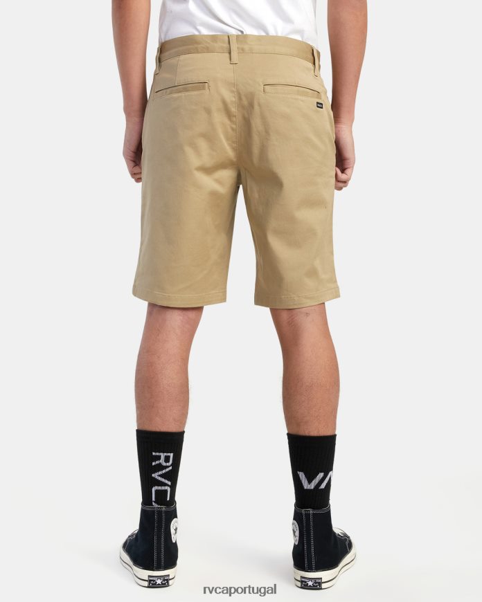 roupas RVCA homens shorts elásticos para fim de semana cáqui N00F2H507