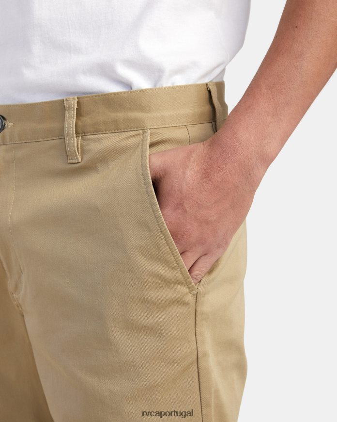 roupas RVCA homens shorts elásticos para fim de semana cáqui N00F2H507