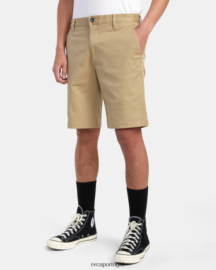 roupas RVCA homens shorts elásticos para fim de semana cáqui N00F2H507