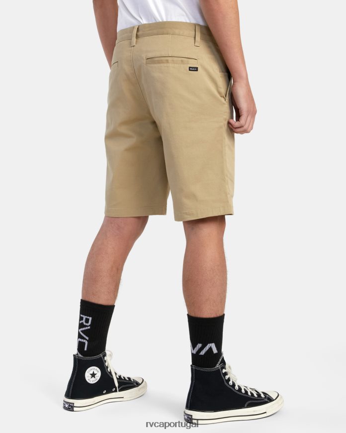 roupas RVCA homens shorts elásticos para fim de semana cáqui N00F2H507