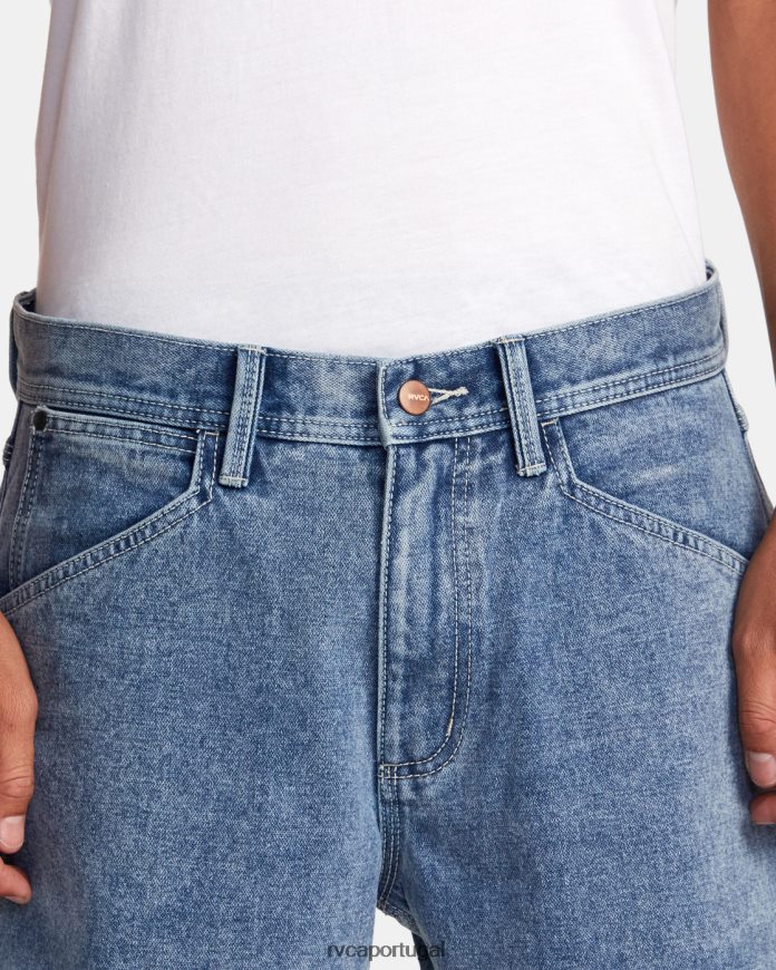 roupas RVCA homens shorts jeans de cota de malha lavagem azul quebrada N00F2H925