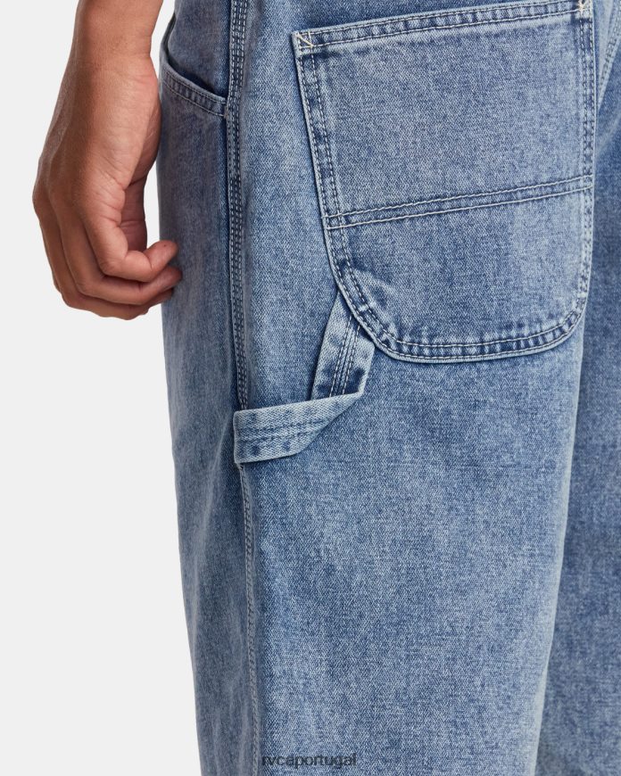 roupas RVCA homens shorts jeans de cota de malha lavagem azul quebrada N00F2H925