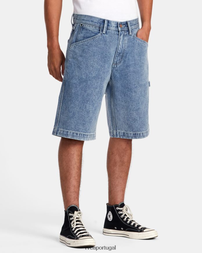 roupas RVCA homens shorts jeans de cota de malha lavagem azul quebrada N00F2H925