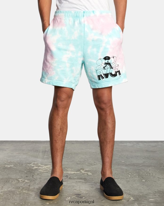 roupas RVCA homens x jesse lortz shorts elásticos tie-dye branco N00F2H1066