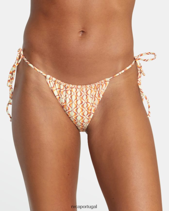 nadar RVCA mulheres calcinha de biquíni francesa média com amarração deslizante óptica brilho N00F2H1606
