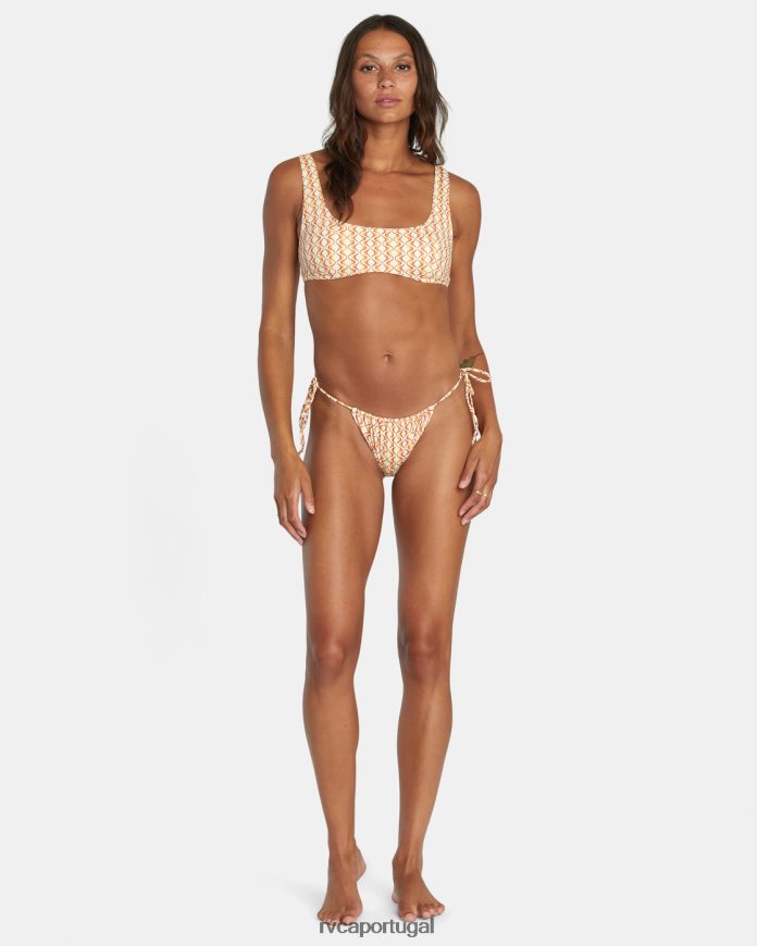 nadar RVCA mulheres calcinha de biquíni francesa média com amarração deslizante óptica brilho N00F2H1606