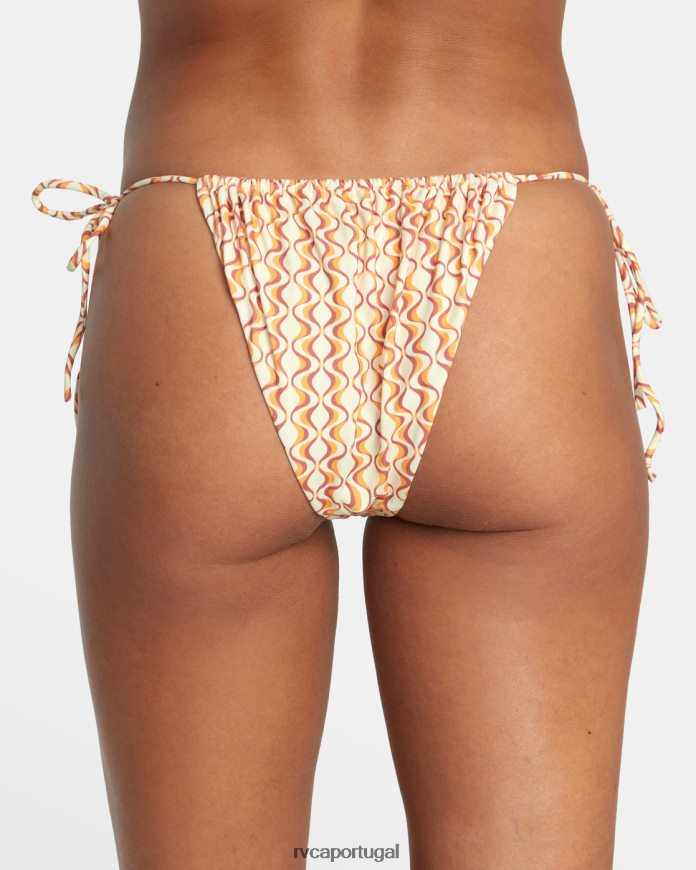 nadar RVCA mulheres calcinha de biquíni francesa média com amarração deslizante óptica brilho N00F2H1606