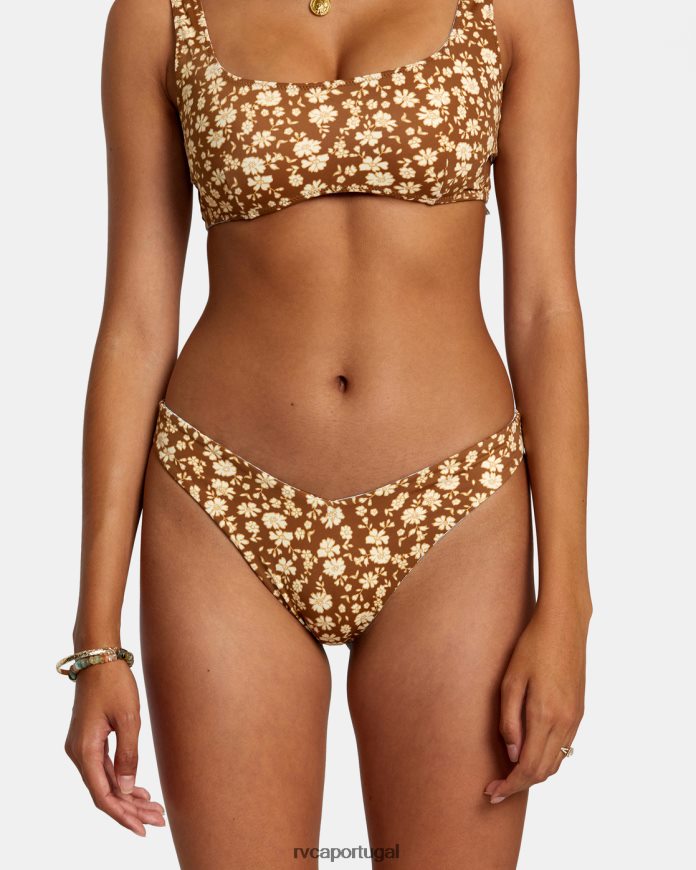 nadar RVCA mulheres calcinha de biquíni micro magic reversível com perna alta xisto N00F2H1153