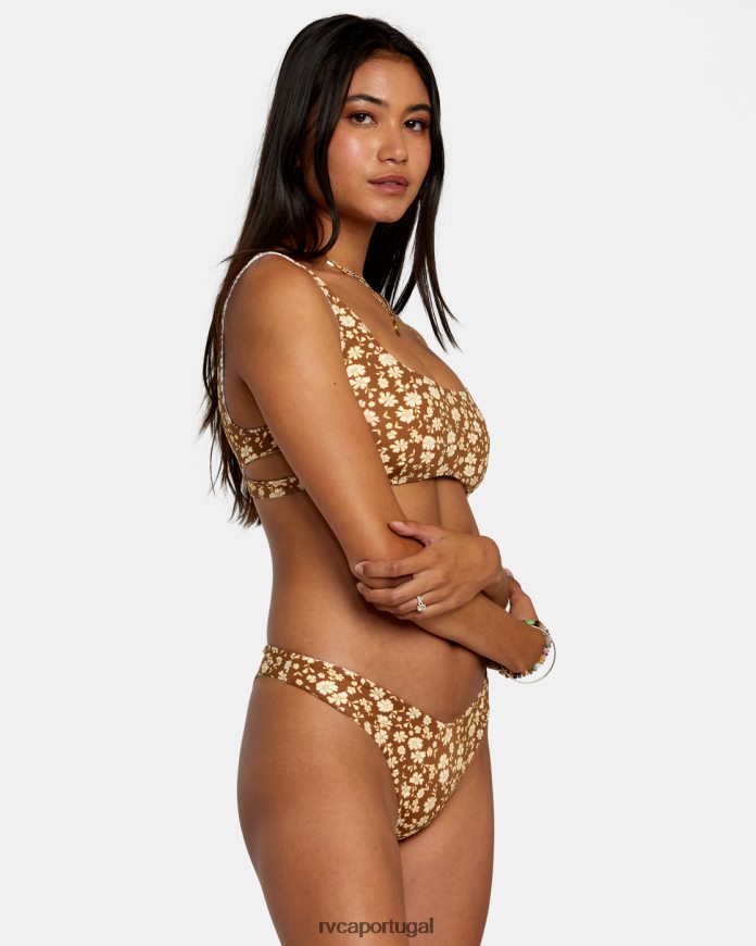 nadar RVCA mulheres calcinha de biquíni micro magic reversível com perna alta xisto N00F2H1153