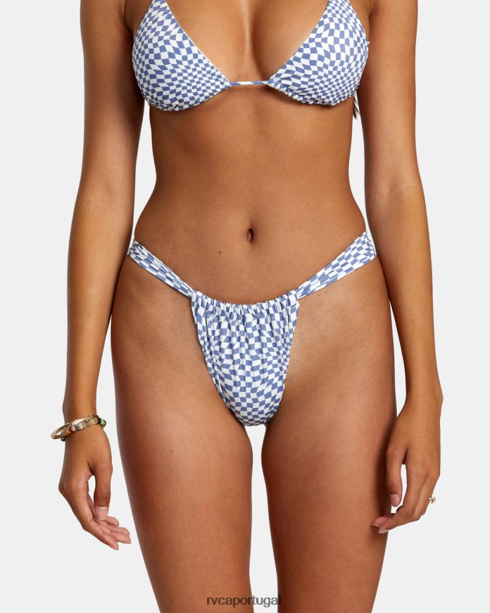 nadar RVCA mulheres desviar parte de baixo de biquíni xadrez média costa N00F2H1147