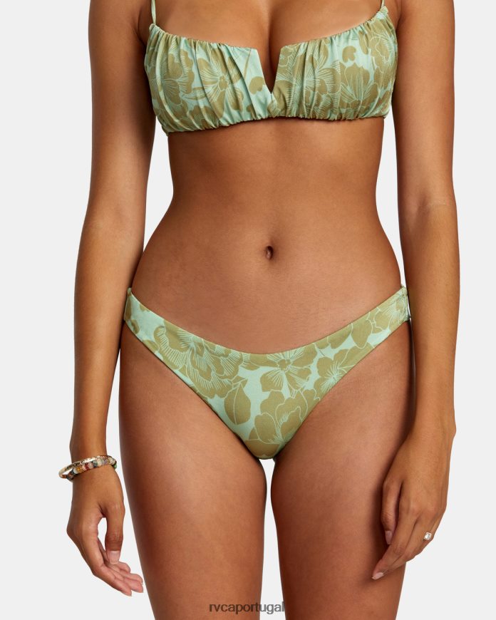 nadar RVCA mulheres linhas finas brilham na parte de baixo do biquíni atrevida espuma do mar N00F2H1171