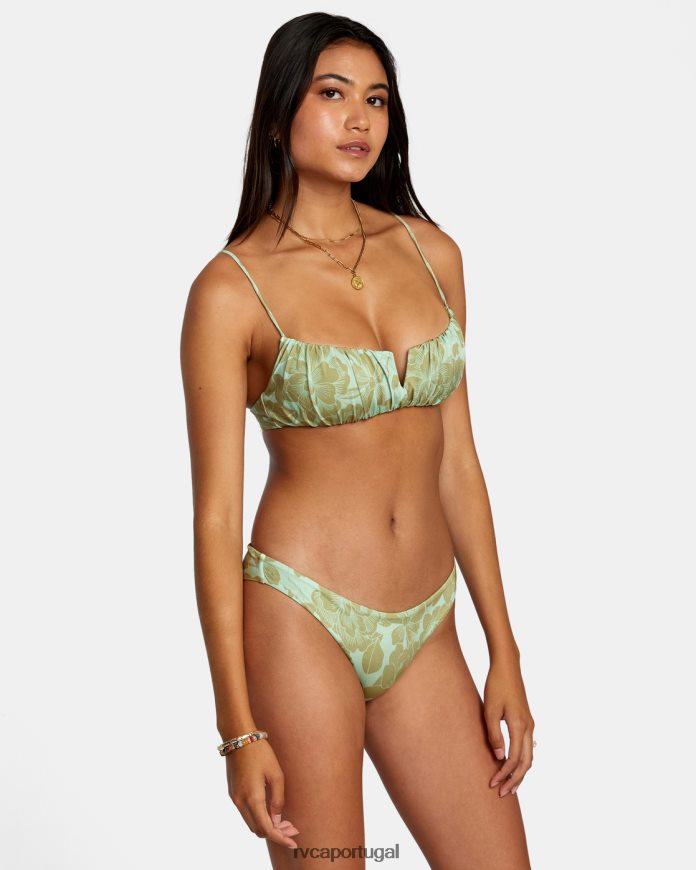 nadar RVCA mulheres linhas finas brilham na parte de baixo do biquíni atrevida espuma do mar N00F2H1171