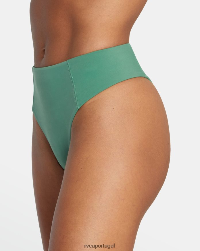 nadar RVCA mulheres parte de baixo de biquíni atrevida de cintura alta sólida Palma N00F2H1351