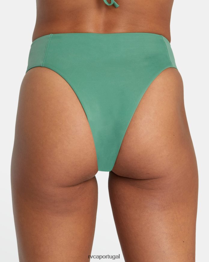 nadar RVCA mulheres parte de baixo de biquíni atrevida de cintura alta sólida Palma N00F2H1351