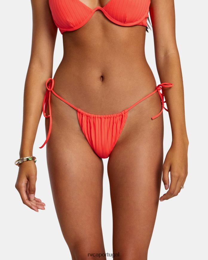nadar RVCA mulheres parte de baixo de biquíni com listras sólidas vermelho néon N00F2H1230