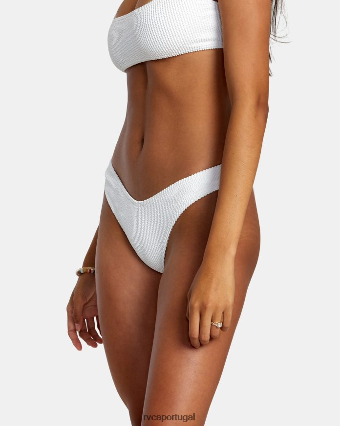 nadar RVCA mulheres parte de baixo de biquíni com textura de sulcos e perna alta sussurrar branco N00F2H1181