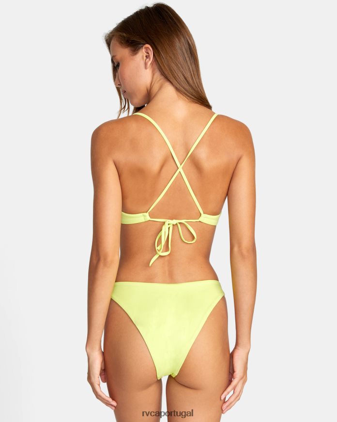 nadar RVCA mulheres parte de baixo de biquíni francesa sólida Limonada de lima N00F2H1476