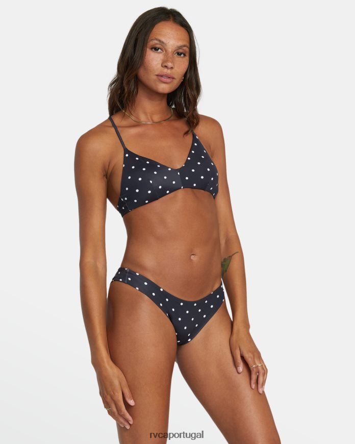 nadar RVCA mulheres parte de baixo do biquíni atrevida e hipster de cintura baixa Preto branco N00F2H1310