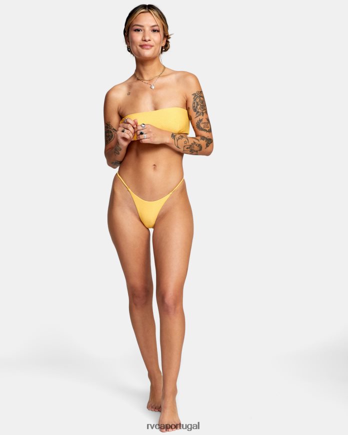 nadar RVCA mulheres parte de baixo do biquíni francês reduzido da Brightside calêndula N00F2H1653
