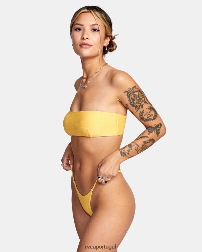 nadar RVCA mulheres parte de baixo do biquíni francês reduzido da Brightside calêndula N00F2H1653
