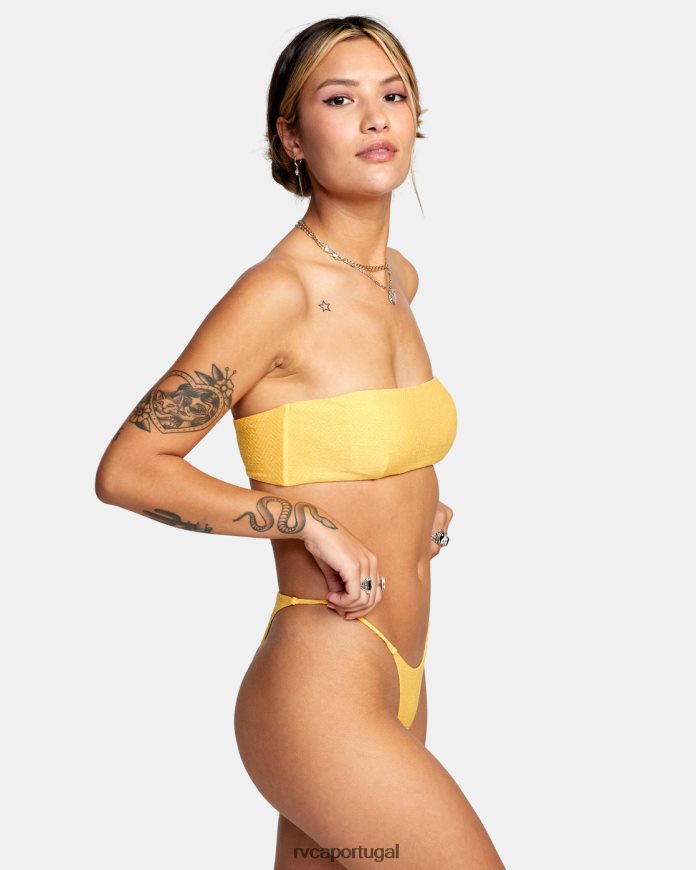 nadar RVCA mulheres parte de baixo do biquíni francês reduzido da Brightside calêndula N00F2H1653