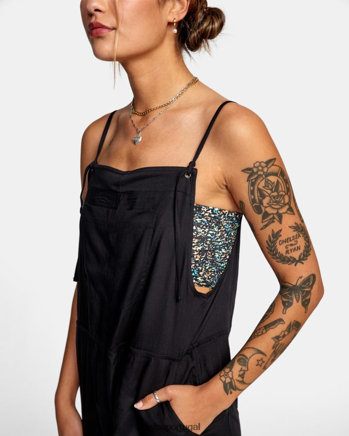 nadar RVCA mulheres encobrimento zula jumper verdadeiro Preto N00F2H1299