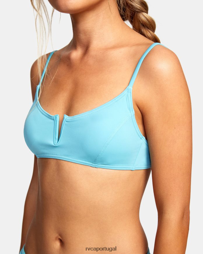 nadar RVCA mulheres não importa top de biquíni bralette com fio v crista azul N00F2H1615
