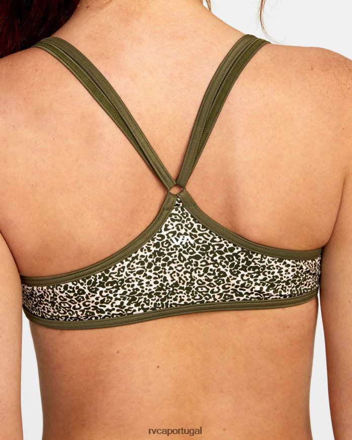 nadar RVCA mulheres top de biquíni bralette bloqueado micro gato azeitona N00F2H1624