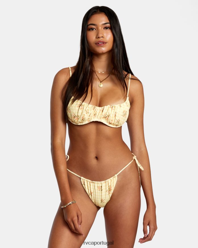 nadar RVCA mulheres top de biquíni bralette com costela larga cottage dourado N00F2H1241