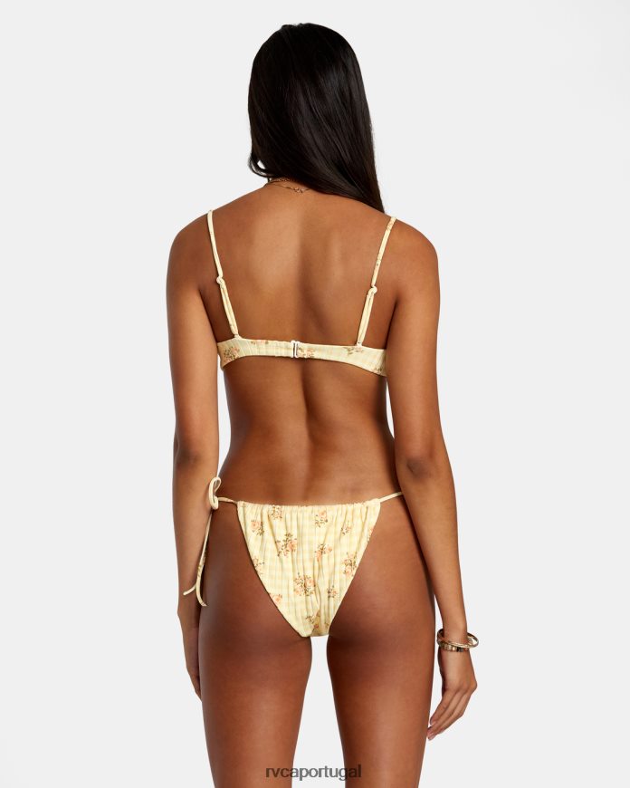 nadar RVCA mulheres top de biquíni bralette com costela larga cottage dourado N00F2H1241
