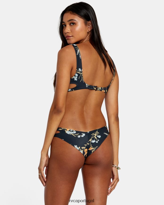 nadar RVCA mulheres top de biquíni bralette com recorte florido preto N00F2H1217
