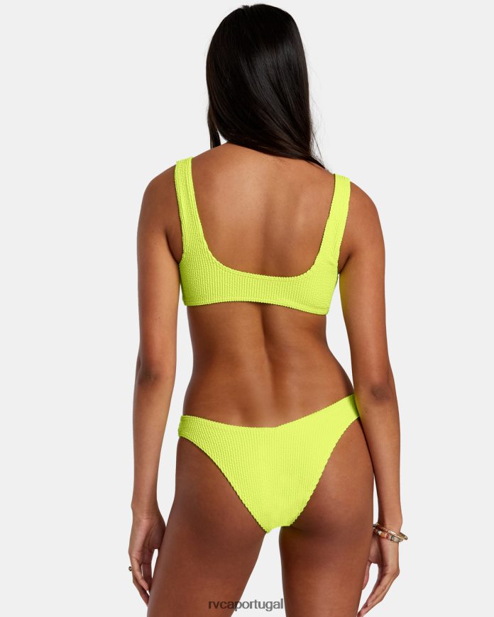 nadar RVCA mulheres top de biquíni bralette com textura de sulcos Neon amarelo N00F2H1108