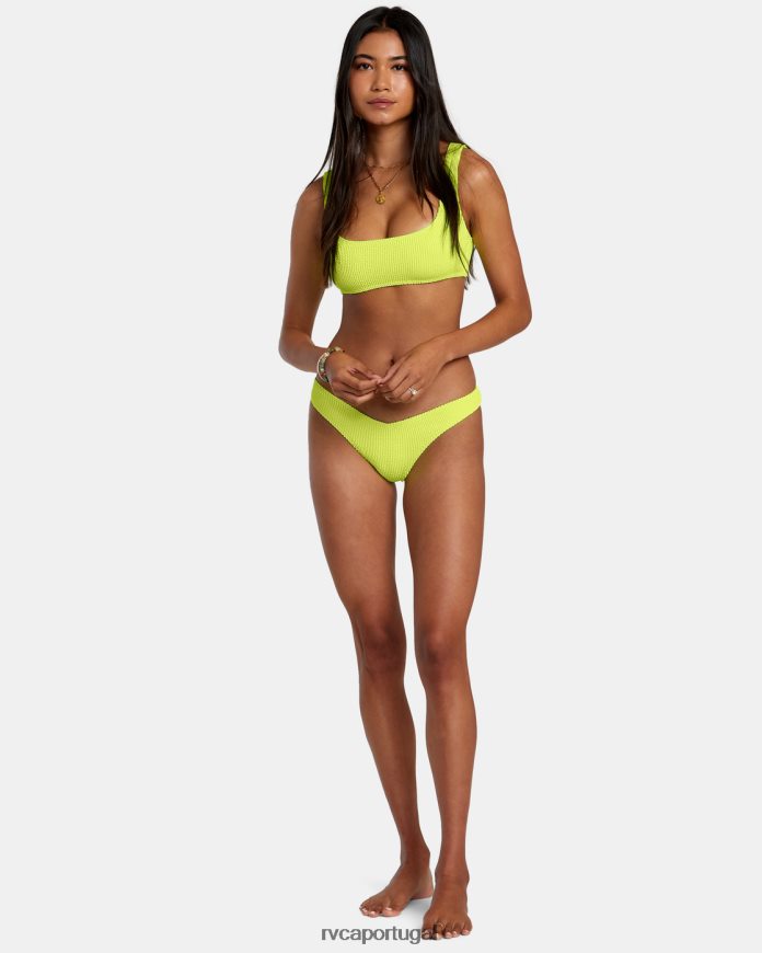 nadar RVCA mulheres top de biquíni bralette com textura de sulcos Neon amarelo N00F2H1108