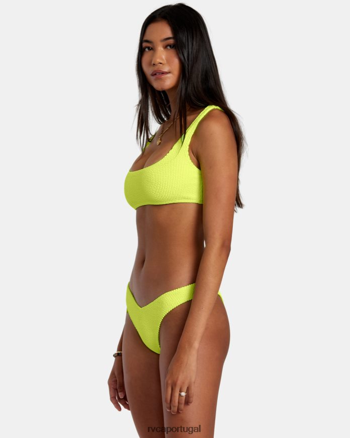 nadar RVCA mulheres top de biquíni bralette com textura de sulcos Neon amarelo N00F2H1108
