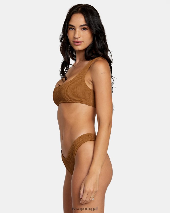 nadar RVCA mulheres top de biquíni bralette com textura de sulcos Siena N00F2H1254