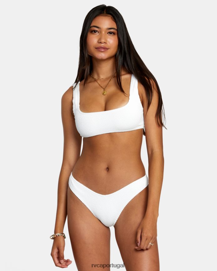 nadar RVCA mulheres top de biquíni bralette com textura de sulcos sussurrar branco N00F2H1253